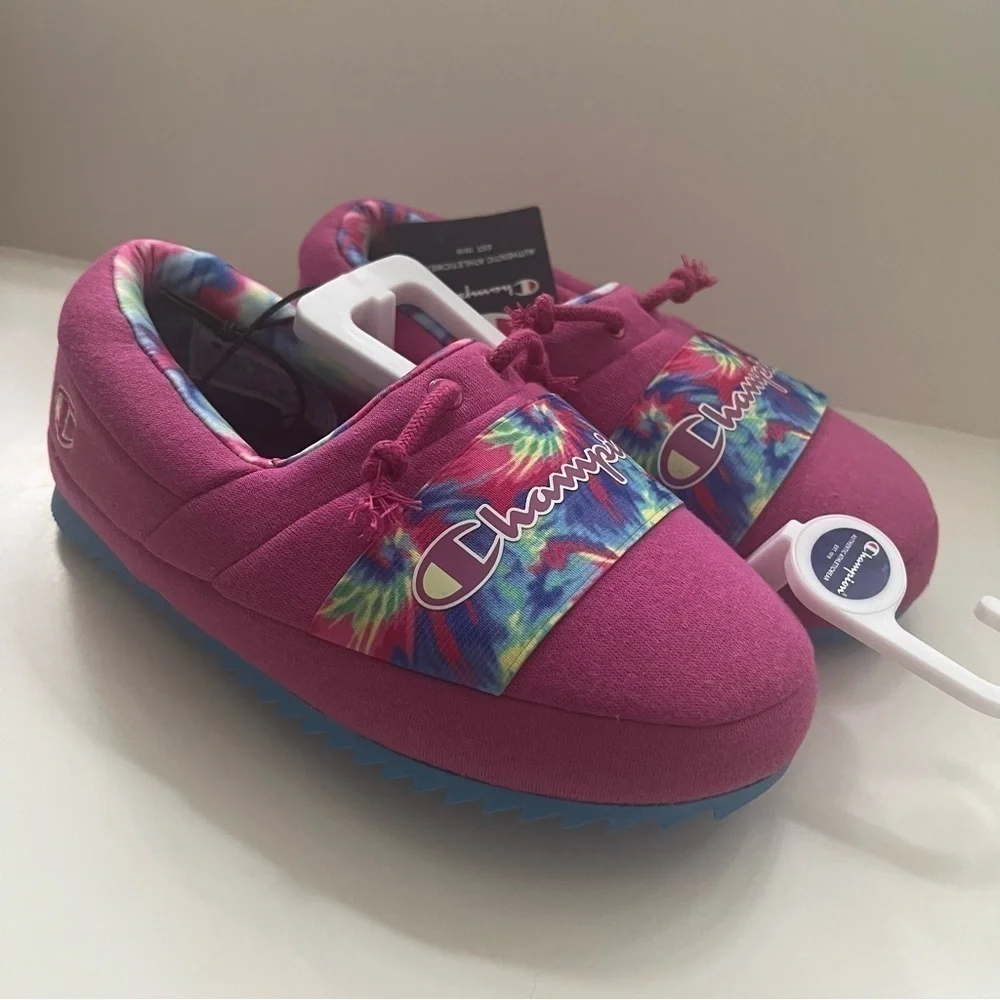 Champion Academy Youth Women’s Pink Tie Dye Slippers Slide On Shoes Sz 6 NWT